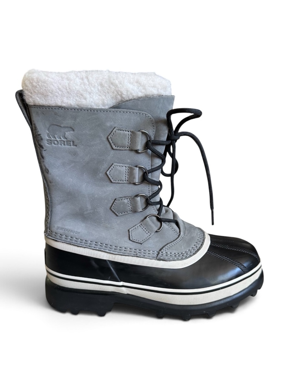 Sorel Caribou Waterproof Insulated Snow Boots Gray Black Size 9